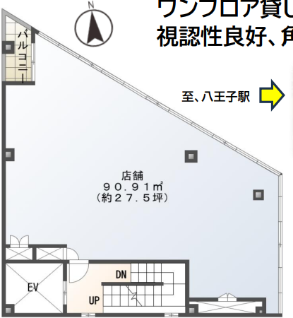 八王子駅 徒歩6分 スケルトン物件 【業種相談】 (190599)
